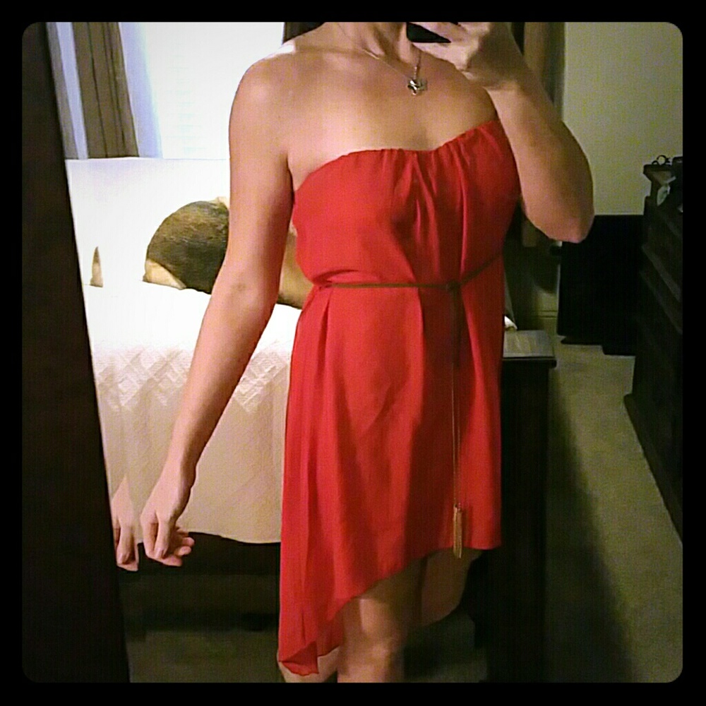 🌟5/$20 Orange High-Low Dress w/ Belt